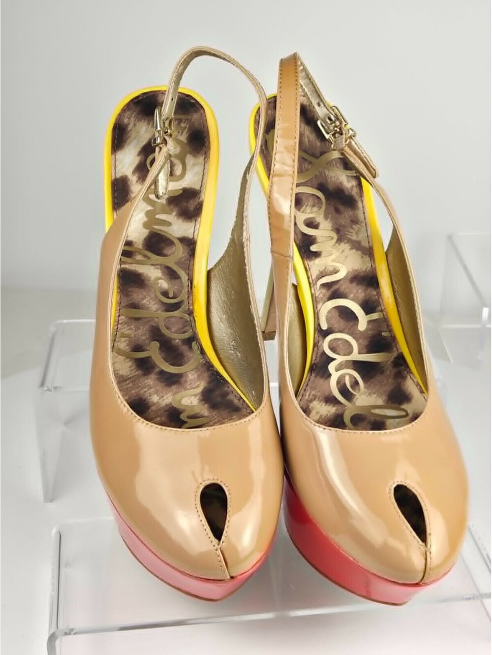 Sam Edelman Women's Size 7M Patent Leather Peep Toe Platform Heels